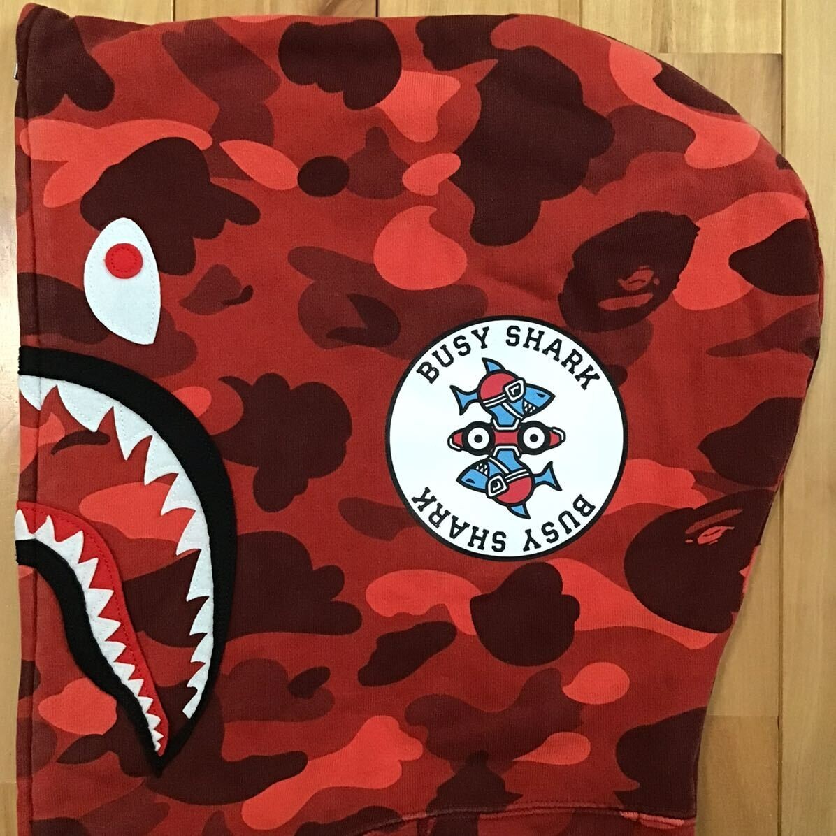 BAPE Red camo Shark full zip hoodie A Bathing Ape Size 2XL | eBay