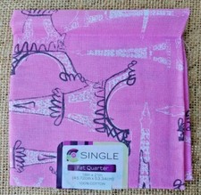 1 Pre Cut Fat Quarter 18"x21" Quilt Fabric Eiffel Tower Pink White Black
