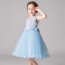 Summer Girl Elegant Cute Lace Pearl Flower Sleeveless Princess Tutu Dress