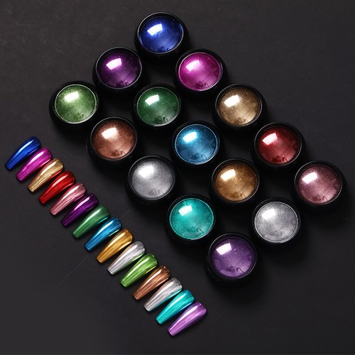 Nagel Funkeln Glitzern Pulver Spiegel Metallisch Chrom Pigment Nail Art Dekor - Bild 3 von 38