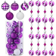 30 Pcs 2.4 Inch Christmas Ball Ornaments and 79'' Glitter Candy Ball Garland ...