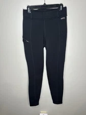 Kerrits Power Stretch Knee Patch Riding Tights Size Large Black Fleece Tights