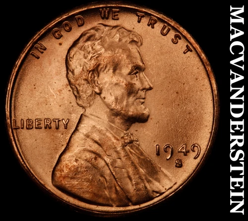 1949-S Lincoln Wheat Cent- Red- Choice Gem Brilliant Uncirculated Luster #J2591