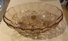 VINTAGE Carnival Glass Footed Fruit Oval Bowl Harvest Grape Peachy Pink 12"L