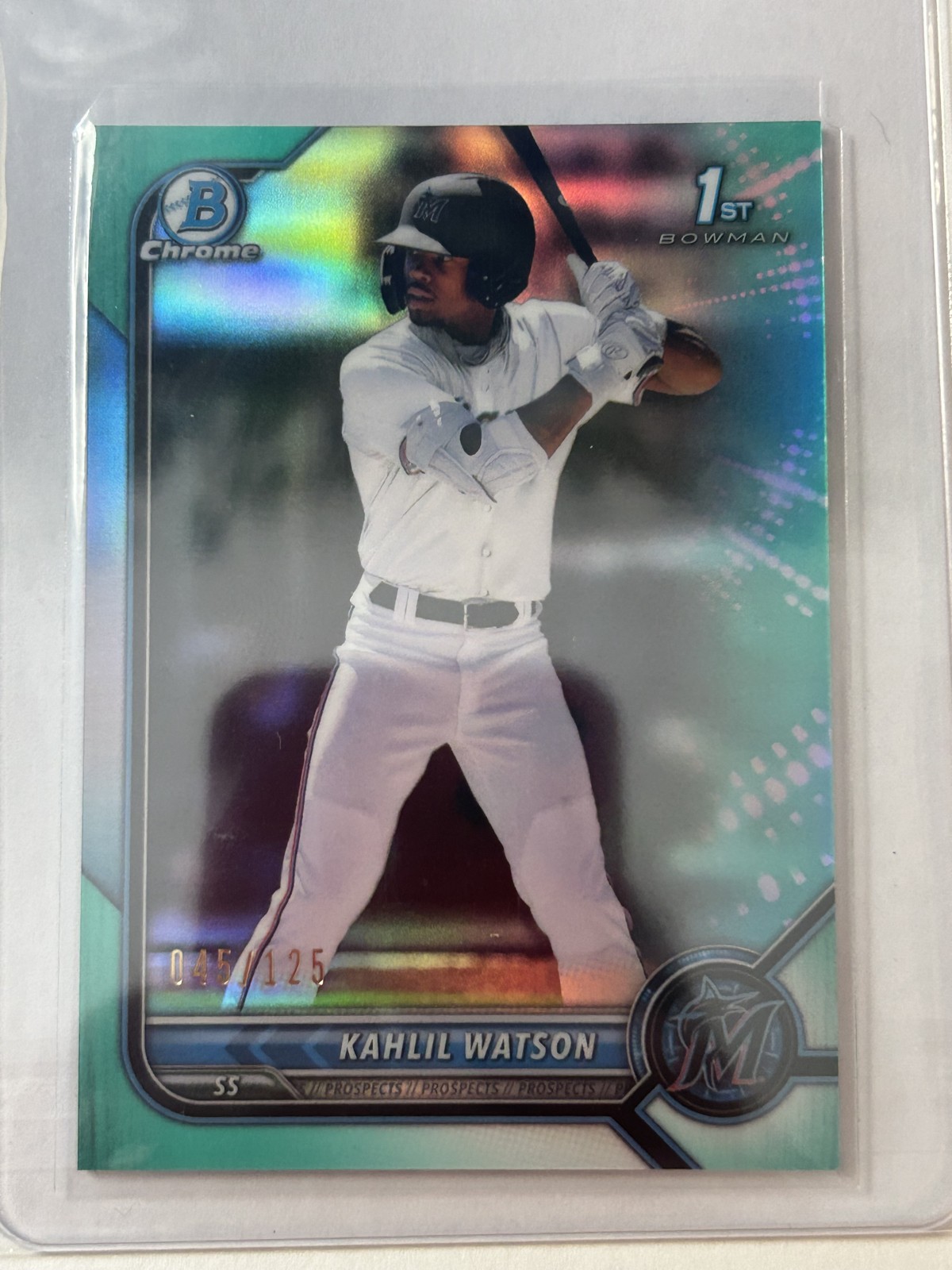 2022 Bowman - Chrome Prospects Kahlil Watson #BCP-3 Aqua Refractor /125 1st
