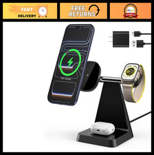 3-in-1 Magnetic Wireless Charger Stand for iPhone, Apple Watch  AirPods - Desk