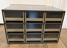 Akro Mils Drawer Bin Cabinet, 17 X 11 X 11, 9 Drawers, Steel Great Condition