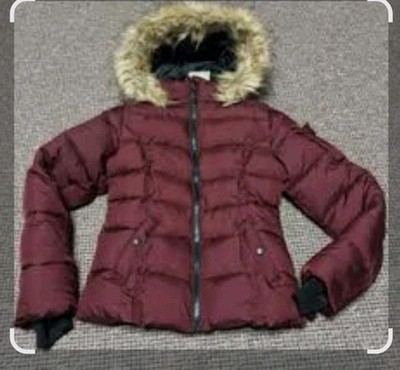 H&M Girls Pakar Detachable Hood Padded Coat Size 12-13 Maroon