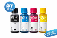 HP 31 OEM Ink Bottle 4 Pack Black Cyan Magenta Yellow Genuine HP Smart Tank