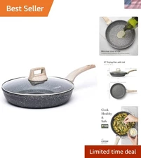 Versatile 12-Inch Non-Stick Skillet with Glass Lid - Healthy Cooking Essential
