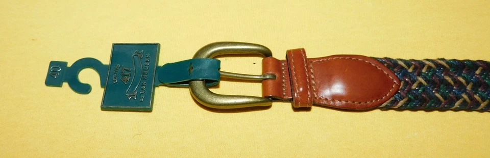 VAN HEUSEN 417 MARRÓN TELA TRENZADA CON LENGÜETAS DE CUERO NUEVO CON ETIQUETAS CINTURÓN TALLA 40/100cm.. Foto 2 de 4