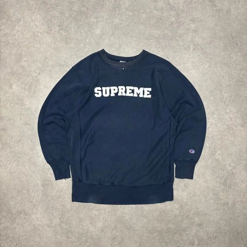 Sweat évasé bleu marine Supreme x Champion (XL)