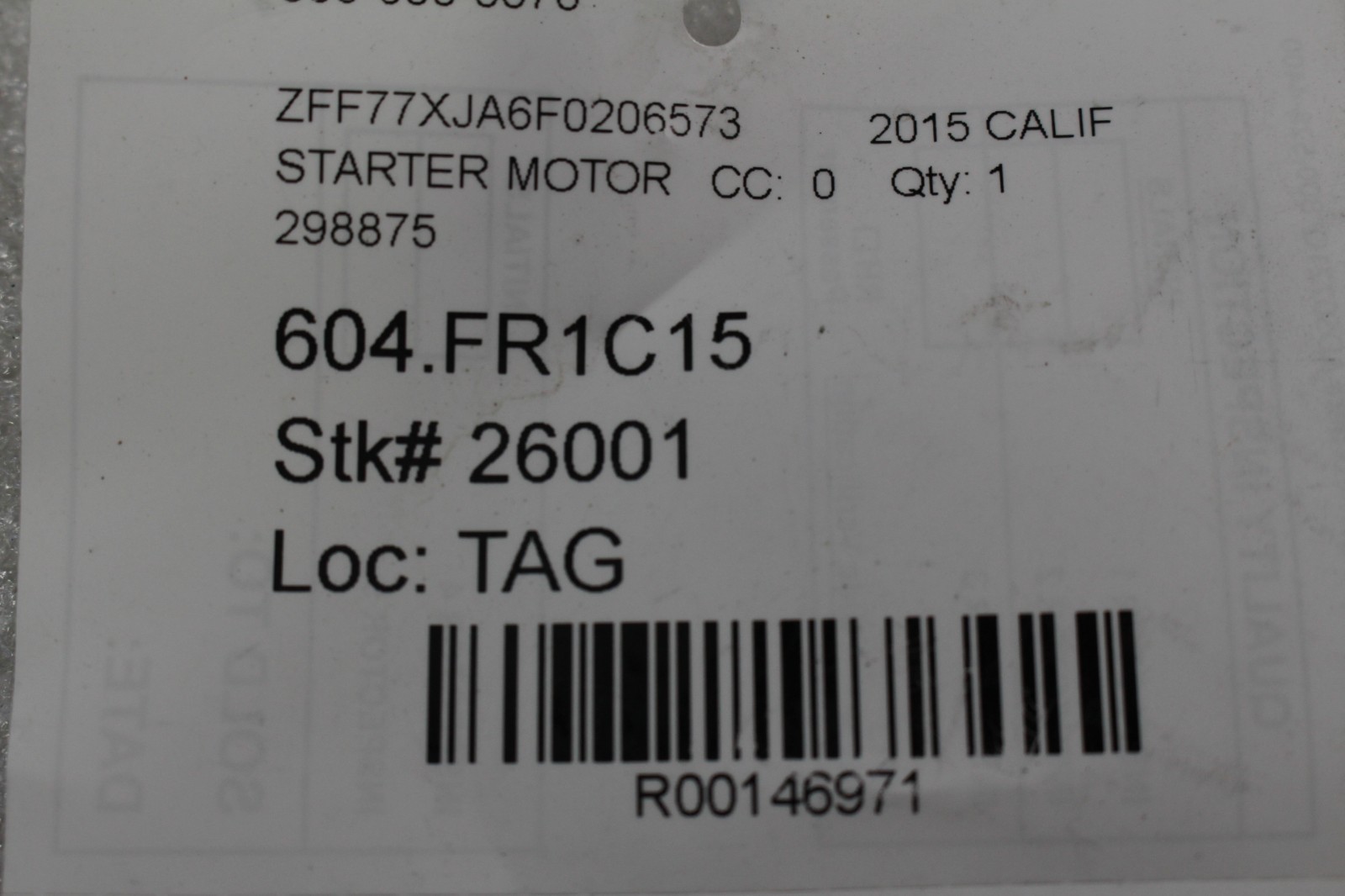 Ferrari California T, F8, 488, Portofino, Starter Motor, Used, P/N 298875