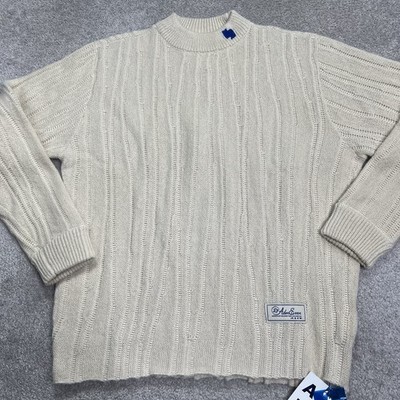 Ader Error Sweater Mens A2 Lg/XL Alpaca Blend Cable Knit Ivory White Mock NWT