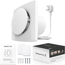 Bathroom Extractor Fan with UK Plug, Wall Mounted 100mm Exhaust Fan, Quiet