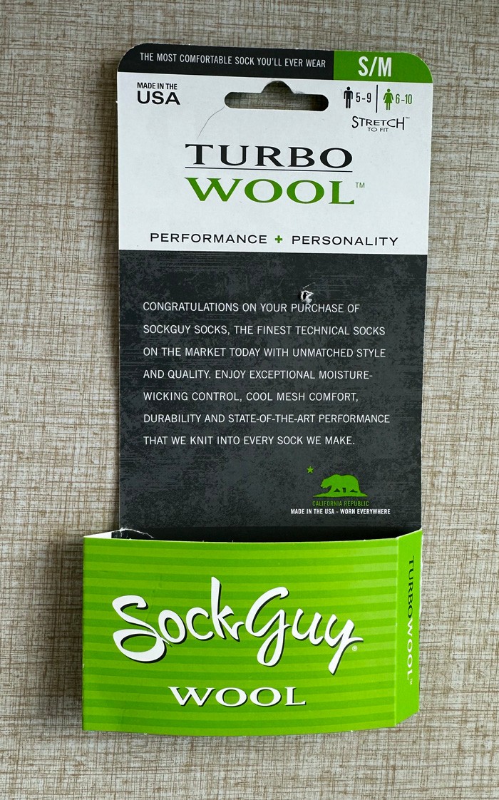 Sock Guy Wool Socks ~ Size S/M ~ Bike Shop Logo, Treeline at Cuff ~ NWT