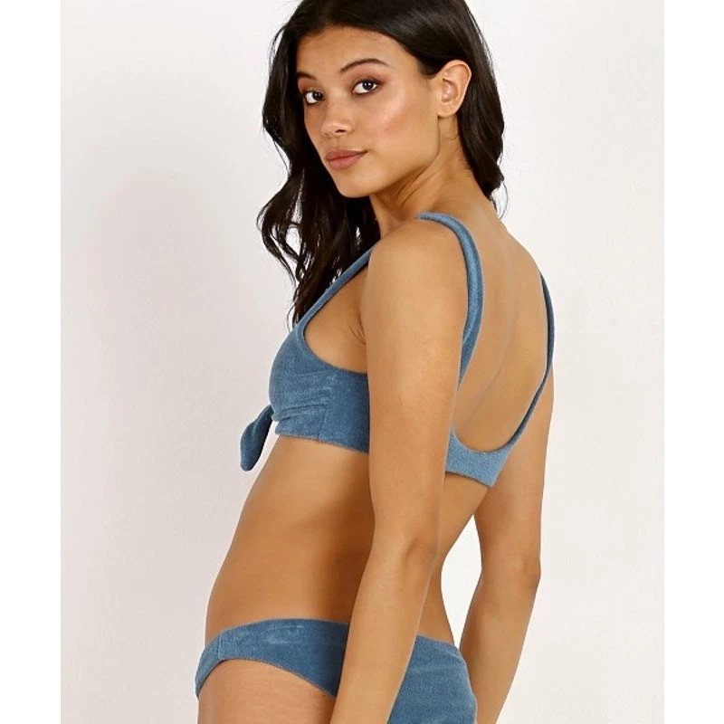 Купальник бикини Mara Hoffman Rio темно-синий махровый завязанный спереди верхний размер L - Изображение 4 из 4