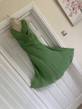 EXQUISITE BMWY MONSOON CATALINA SIZE 20/22 APPLE GREEN SILK FIT & FLARE DRESS