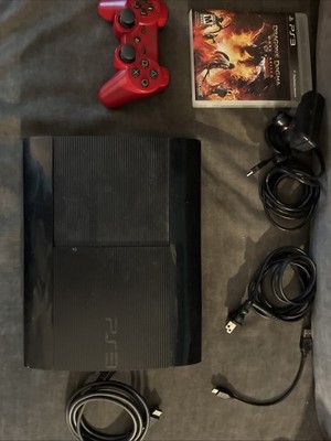 PlayStation 3 Super Slim Black Console bundle W Cords Controller Game And Camera