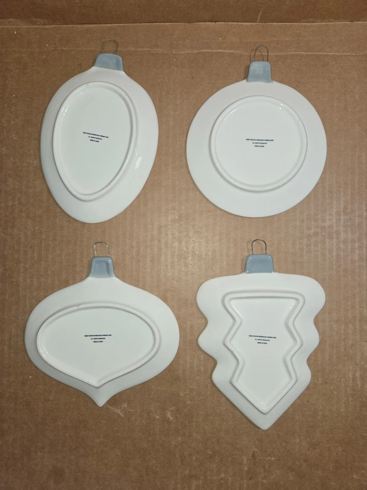 Platos NAVIDAD "Ornamento en Forma" Cerámica Por Boston Warehouse (Juego de 4) Foto 3 de 4