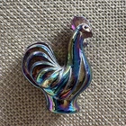 Fenton Rooster Carnival Glass 2.75” Tall Figurine Iridescent USA