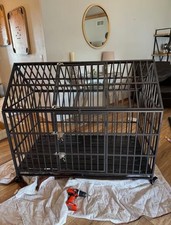 54 Inch Heavy Duty Dog Crate Extra Large Dog Kennel Indestructible Dog Cage, XXL