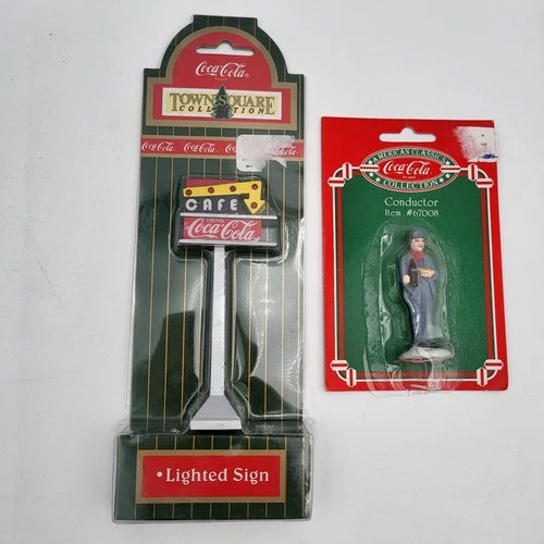 Lots of 2 New Vintage Coca-Cola Lighted Diner Sign Town Square & Conductor