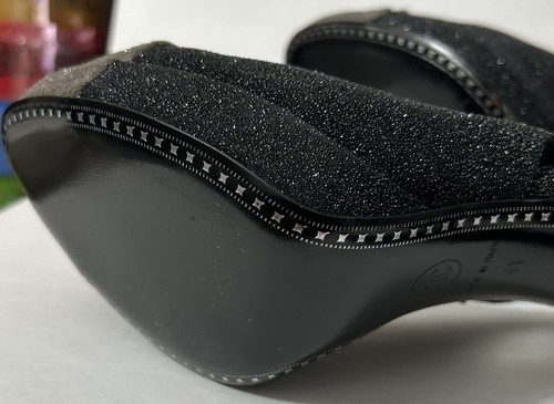 Chanel Black Silver Glitter Cap Toe Slingback High Heel Pumps Sz 41 - Picture 7 of 17