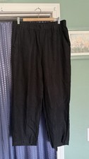 Quince Black 100% Linen Pants L Elastic Waist Pockets Belt Loops
