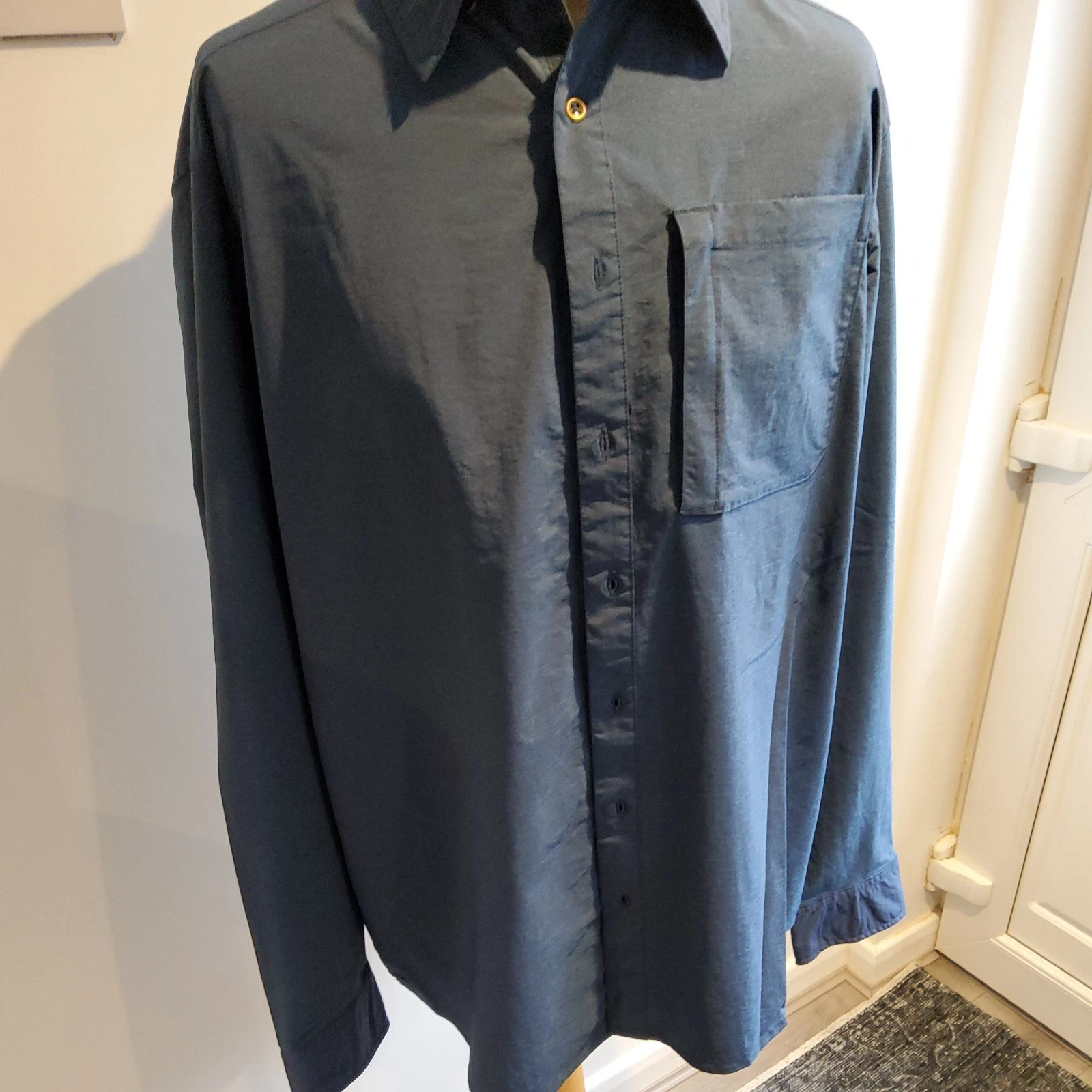 Swiss Tech Mens Navy Nylon Long Sleeve Outdoors Hiking Shirt Size 2XL PTP 28"