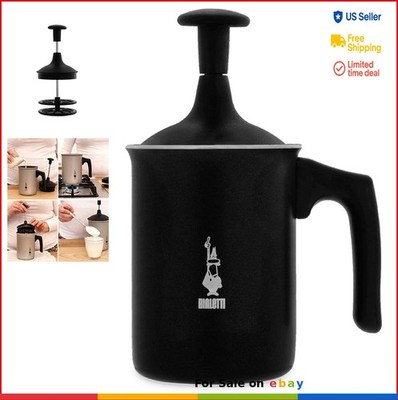 Milk Frother 3 Cup Double Mesh Sieve For Stovetop Creamy Froth Black