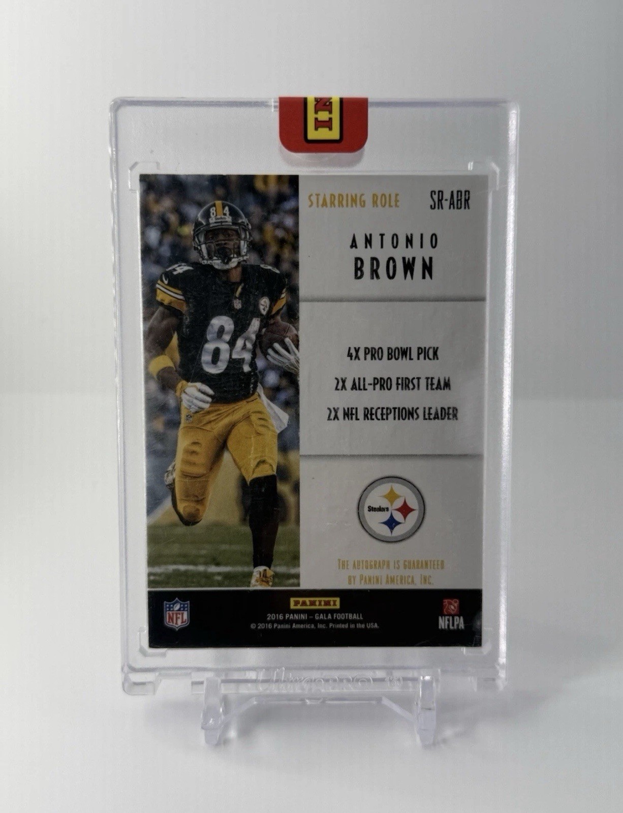 Panini 2016 Gala Football Antonio Brown Steelers Starring Role Auto SR-ABR 1/1 view 2