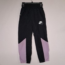 Nike Youth Medium Black Windbreaker Pants Joggers Elastic Cuff Nylon Athletic