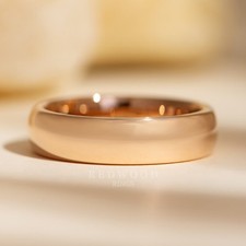 Rose Gold Tungsten Ring, Polished Finish - 6MM