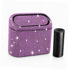 Sparkly Car Trash Car,Hanging Garbage Can with Lid Bling Rhinestone Trash Pink