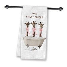Hello Sweet Cheeks Bathroom Hand Towels,s Gifts for Women, Coquette Giraffe