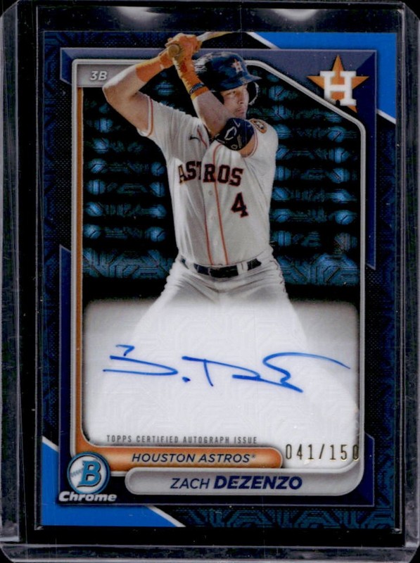 2024 Bowman Chrome Zach Dezenzo Prospect Auto Mega Box Blue Mojo Refractor #/150