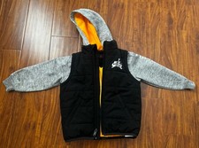 Jordan Air Jordan Boys Puffer Jacket Black Gray Hooded Zip 3t