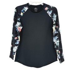 O'Neill Floral Raglan Long Sleeve Rashguard Swim Top Womens M Slim Fit