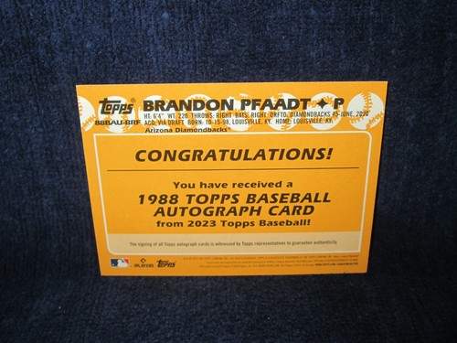 2023 Topps Update 35th Anniversary Rookie Auto Brandon Pfaadt #88BAU-BRF - 第 2/2 張圖片