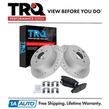 TRQ Performance Rear Brake Pad & Rotor Kit Performance Semi-Metallic Fits Subaru