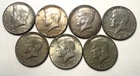 (7) 1966-1969 Kennedy Half Dollars .  40 percent silver coins