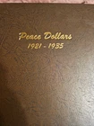 1921–1935 Peace Silver Dollar Album 24 Coins Complete Except 1934 BU/XF/AU Mix