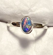 Natural Australian Opal Ring 925 Sterling Silver Size 7