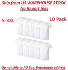 10 Pack Hanes Men's White Crew T-Shirt Super Value Cotton Size S-3XL