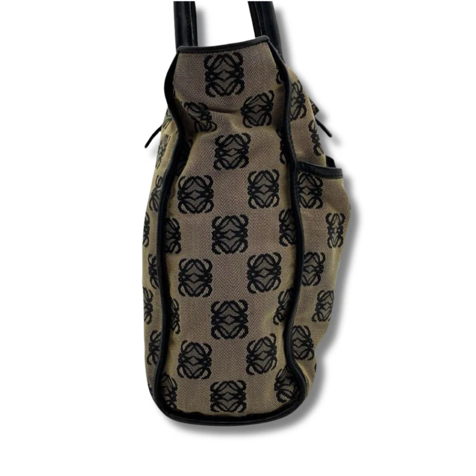 Bolso de Mano LOEWE Anagrama Repetición Beige Lona Nylon Cuero 35.5×27×8.5cm NNCn44 Foto 4 de 4