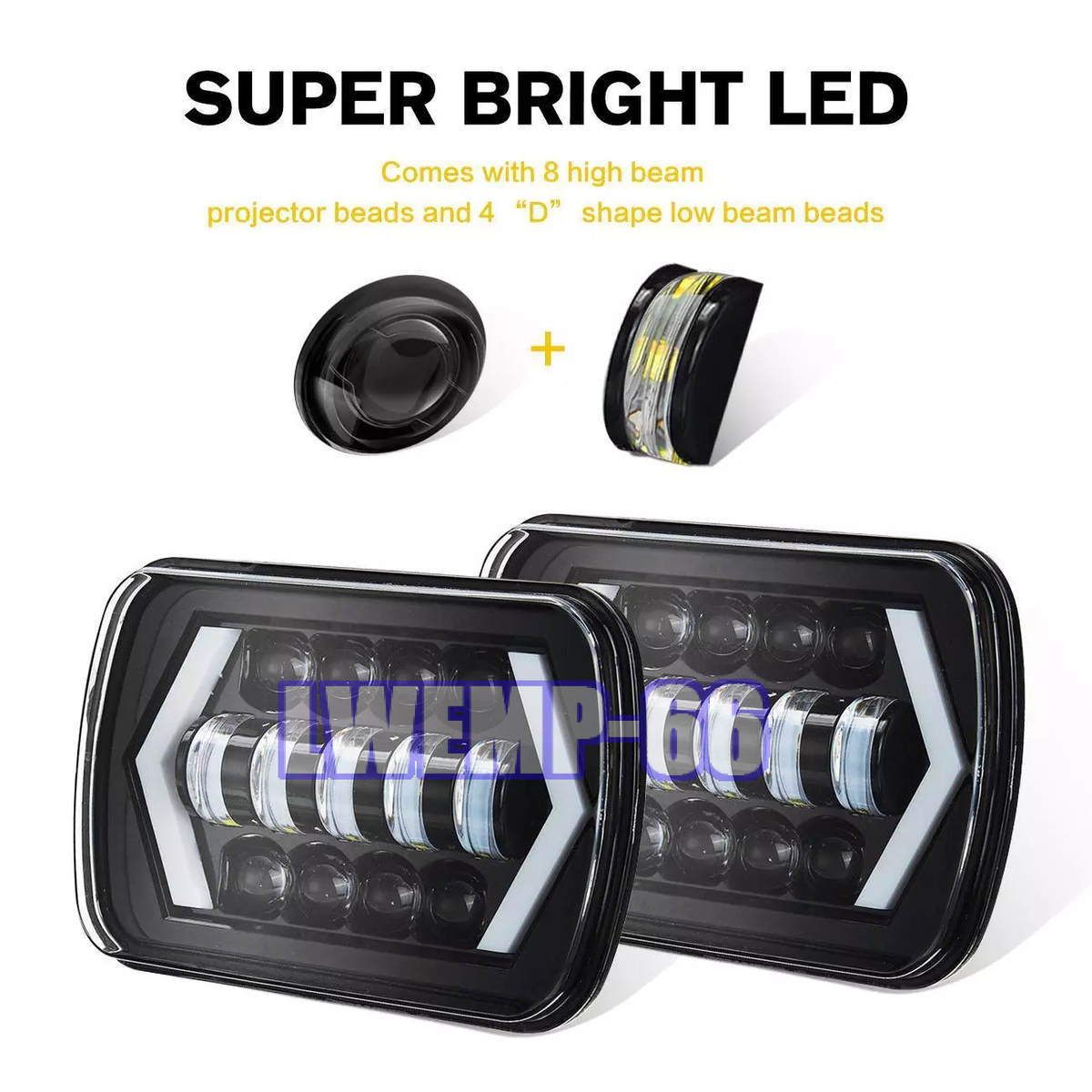 105W 5x7 / 7x6 LED Headlights High/Low Beam – Sealed Assembly For Ford Bronco, F650, E-150, And More