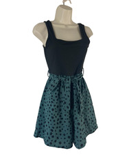 Shein Women’s Short Dress Black Green Spot Print Size S