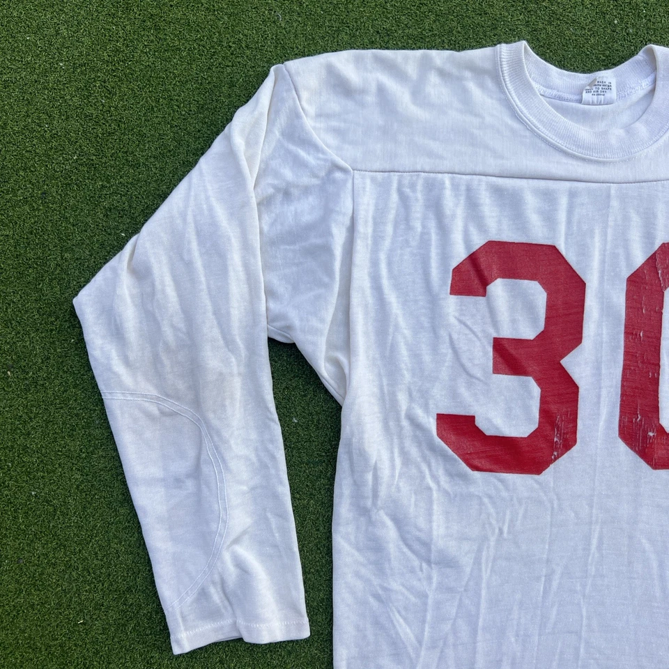 Vintage Mason Brand Athletic Jersey 60s 70s Football White Red 38-40 - Image 2 of 4