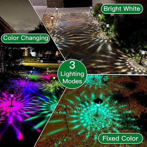 Beau Jardin 8 Pack Solar Pathway Lights Outdoor Metal Solar Powered Lights Wa... - Picture 3 of 6